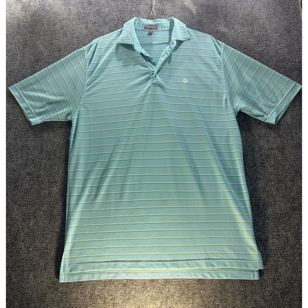 Peter Millar Summer Comfort Polo Shirt Mens Large Blue Striped Short Sleeve Golf